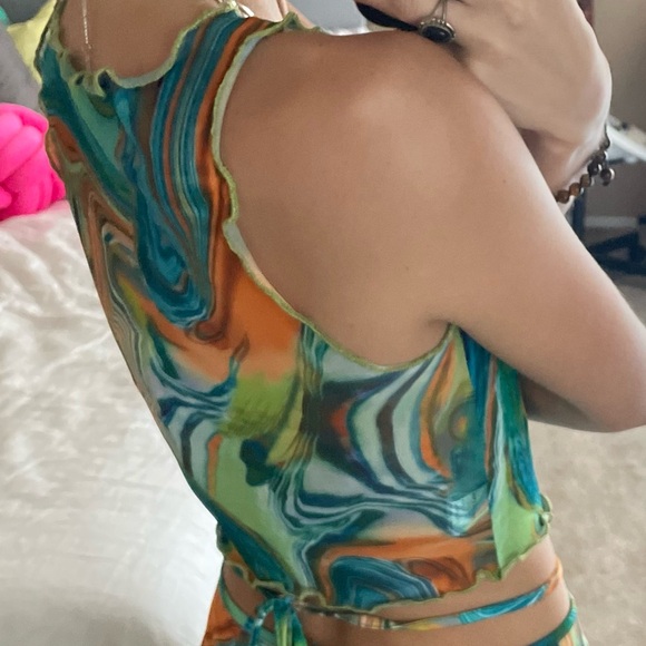 MARBLE MESH LETTUCE EDGE TANK TOP - Picture 3 of 3